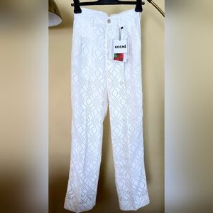 NWT KOCHÉ White Patterned Pants Size:XS/38